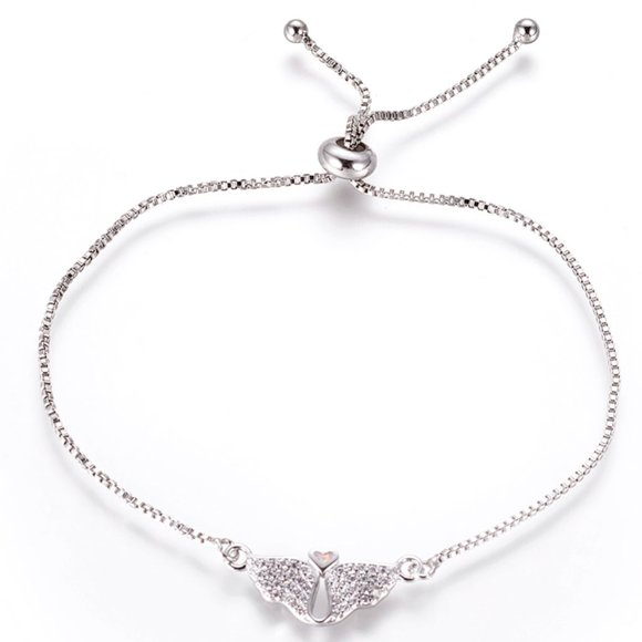 NWOT Rhinestone Wings Heart Butterfly Adjustable bolo slider bracelet 2/$10 - Picture 1 of 5